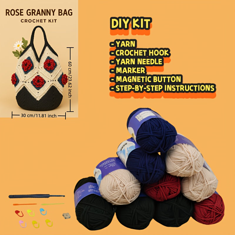 Rose Granny Bag Crochet Kit Crafting Project Pattern