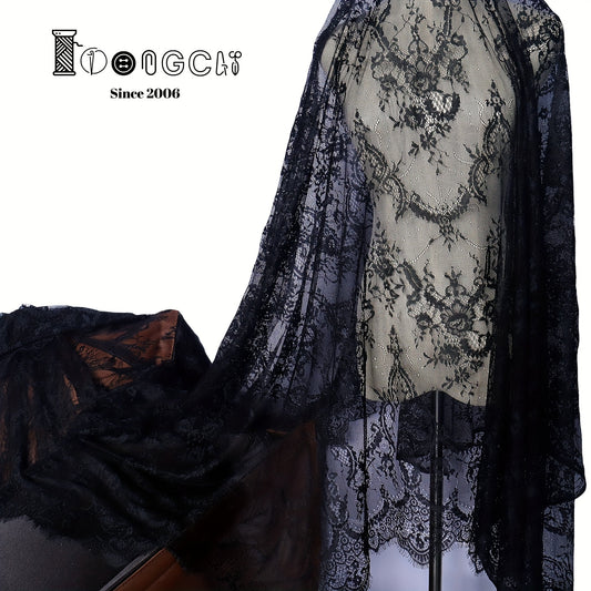 IDONGCAI Soft Chantilly Lace Floral Nylon Fabric By The Yard