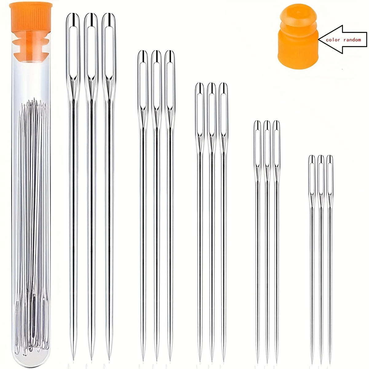 Large Eye Sewing Needles Set With Storage Box 15 Pcs