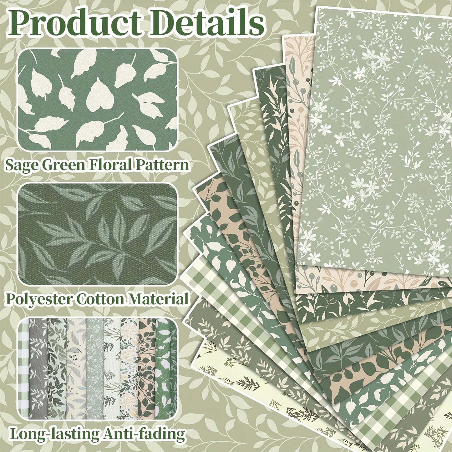 OUTUS Precut Quilting Fabric Geometric Leaf Pattern