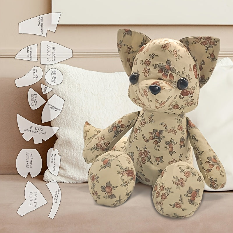 13pcs Fox Making PET Sewing Templates DIY Sitting Fox Shape Pattern Quilting Stencils Handmade Sewing Tools Template Handcrafted Decoration Birthday Holiday Gifts