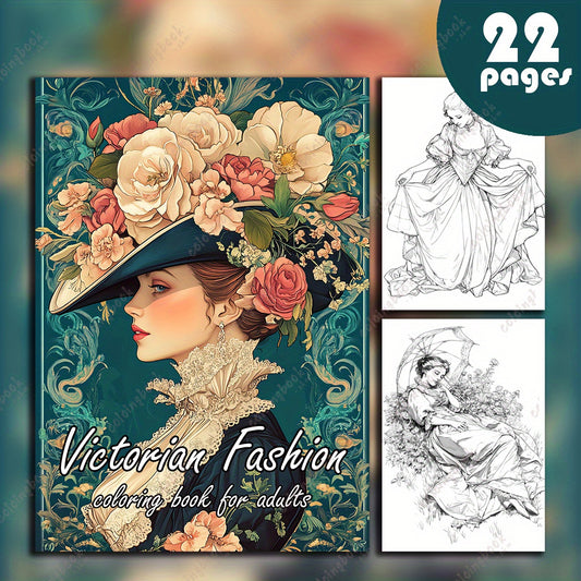[Deluxe Victorian Coloring Book] Upgraded Deluxe Victorian Fashion Coloring Book | Thickened 22-Page Paper, 29x20cm, Unique Cover - Perfect Gift for Valentine's Day, Christmas, Halloween, New Year, Birthdays & Parties