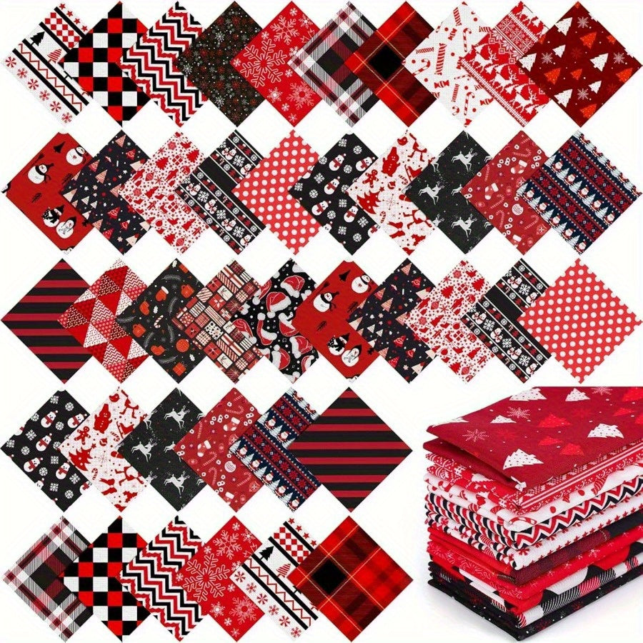 Holiday Fabric Squares Set 100 Pre Cut For Quilting Sewing