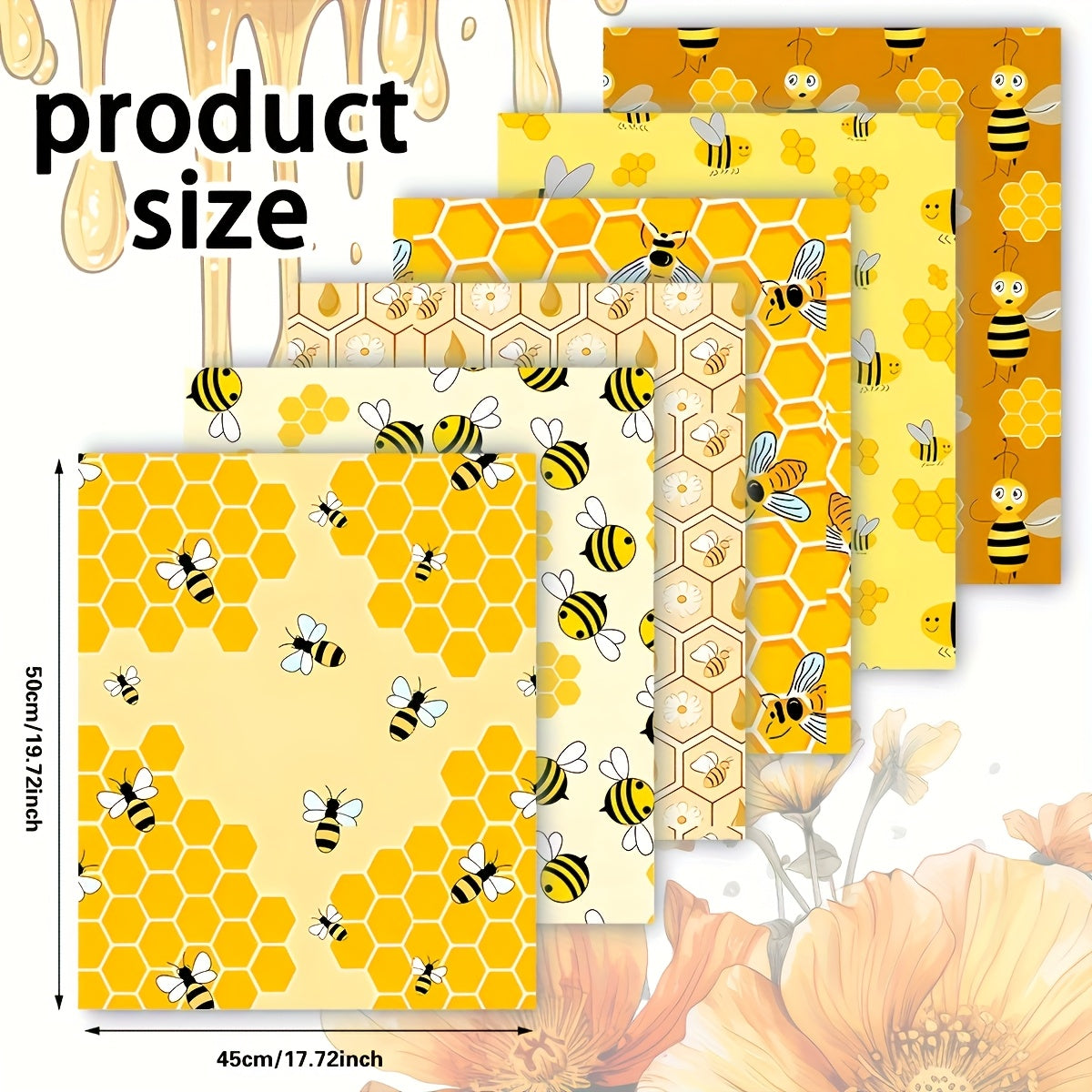 Polyester Patchwork Bees Pattern Bag Making Fabric Squares