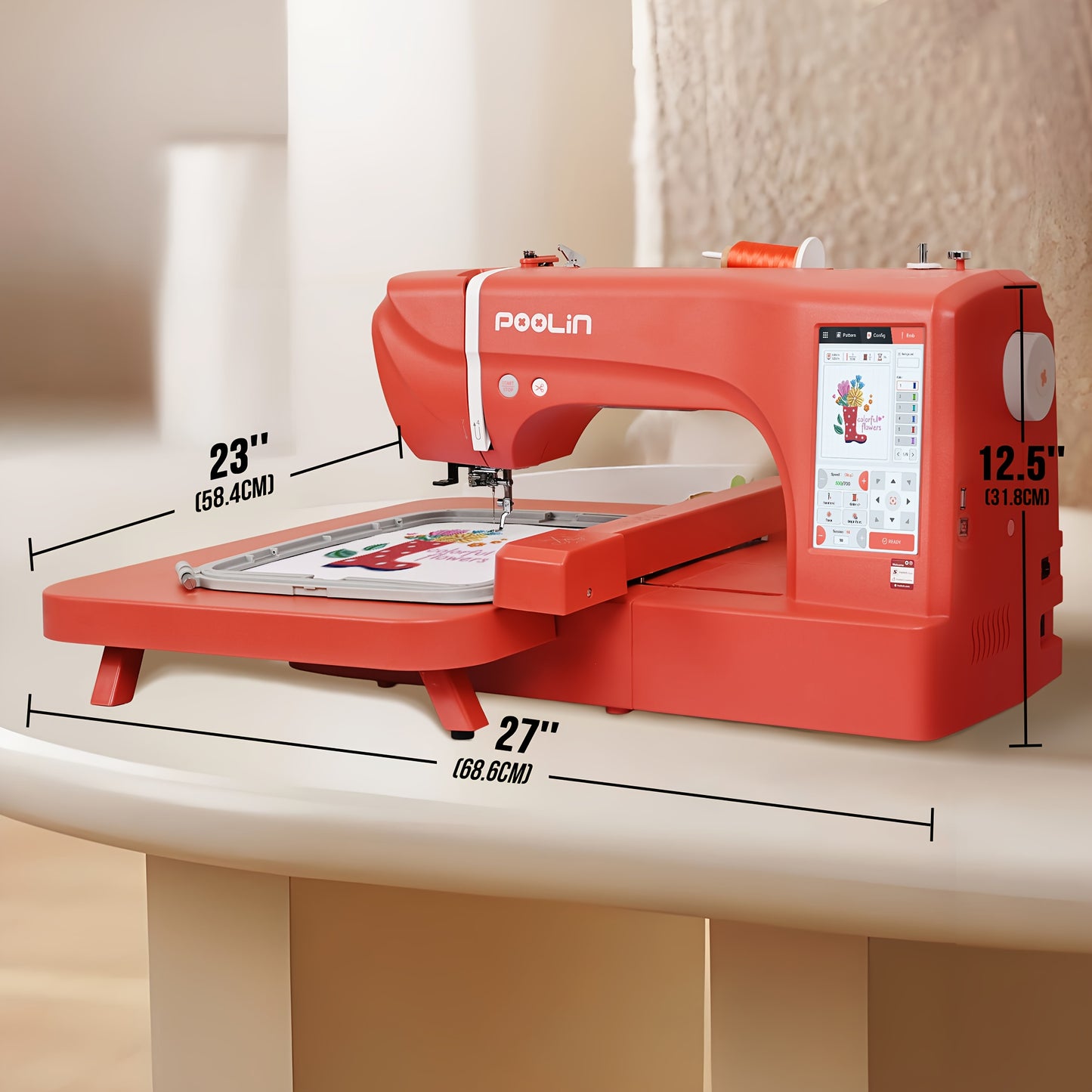 Poolin EOC06RE Embroidery Machine With LCD Touch Screen