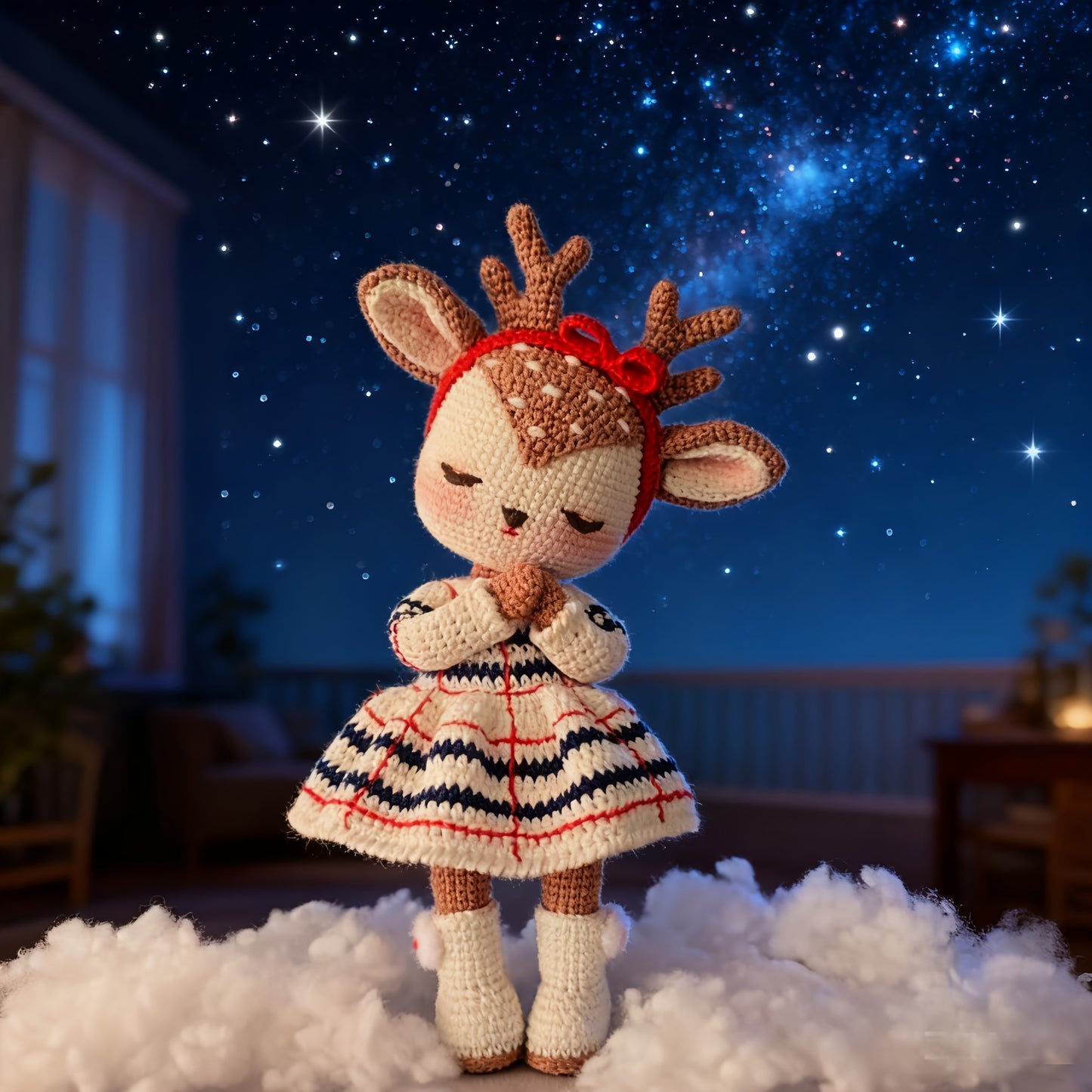 Complete Crochet Kit Deer Starry Night Elf Doll Yarn Guide