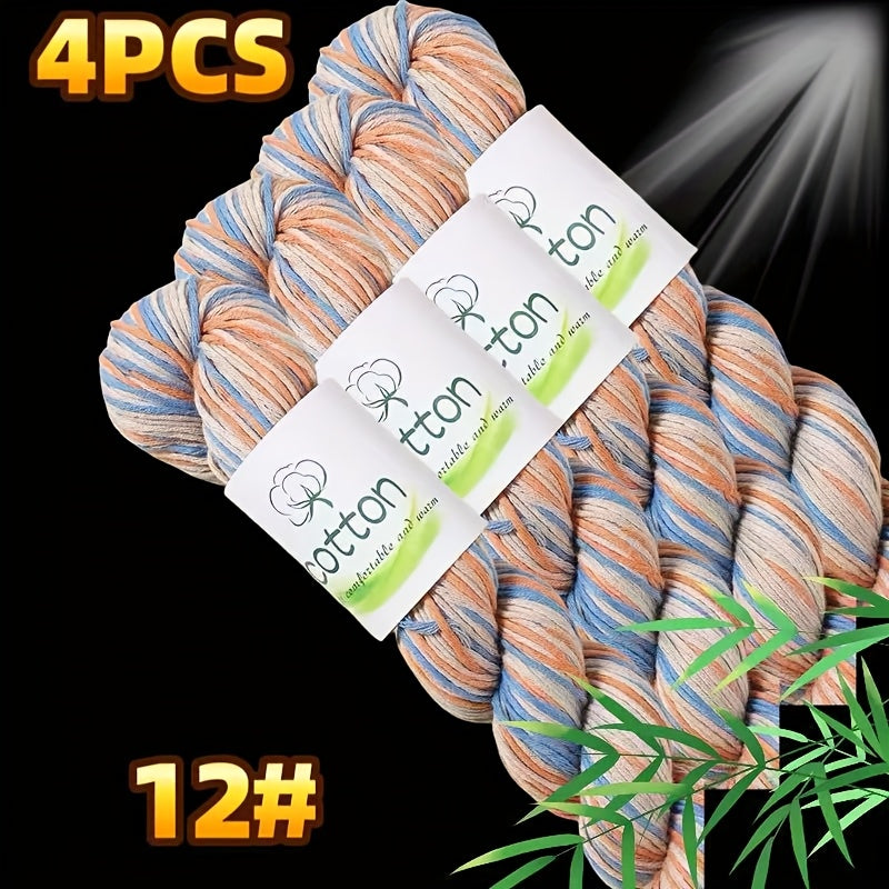 Hand Dyed 4 Strand Cotton Yarn Set Multicolor Craft