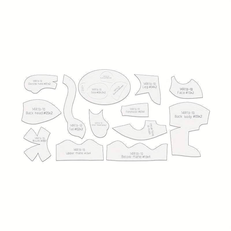 13pcs Lion & Bear Dual-Purpose Sewing Templates - Transparent PET Plastic Stencils for DIY Doll Making, Handmade Crafts, Birthday & Holiday Gifts with English Instructions, Floral Patterns, Precise Cutting, Craft Supplies, Gi