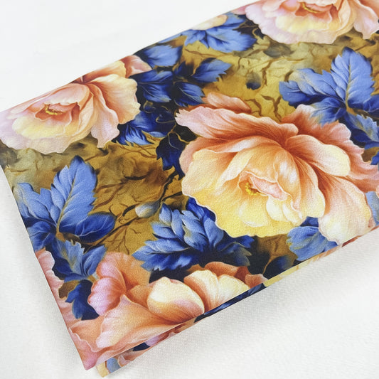 FONDDAY Peony Floral Fabric Soft Breathable Polyester Cotton
