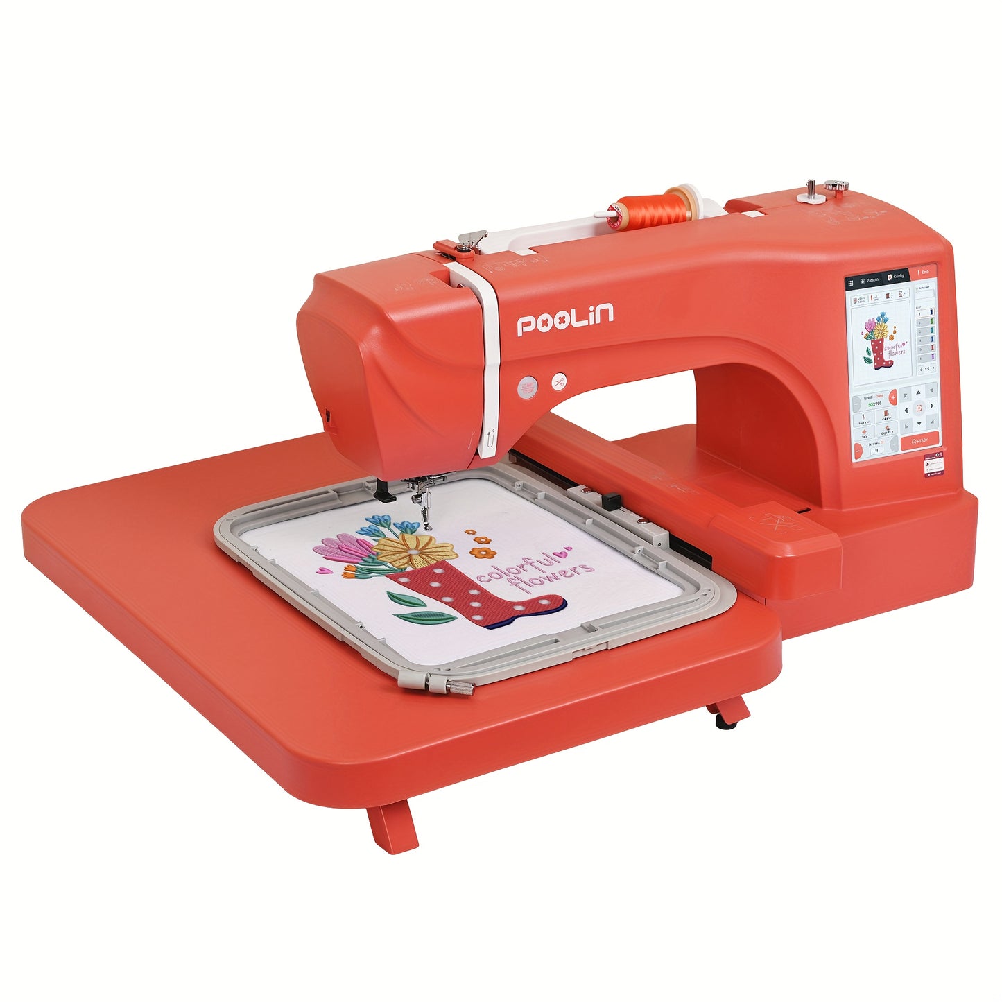 POOLIN Computerized Embroidery Machine with LCD Touchscreen