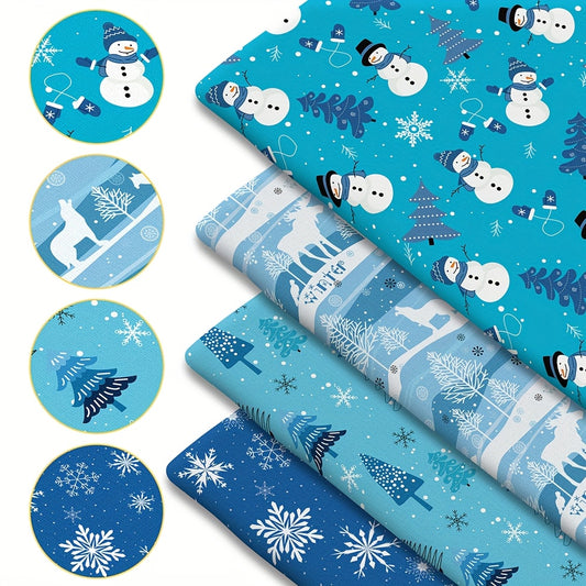 Christmas Quilting Fabric Precut Polyester Snowmen Reindeer