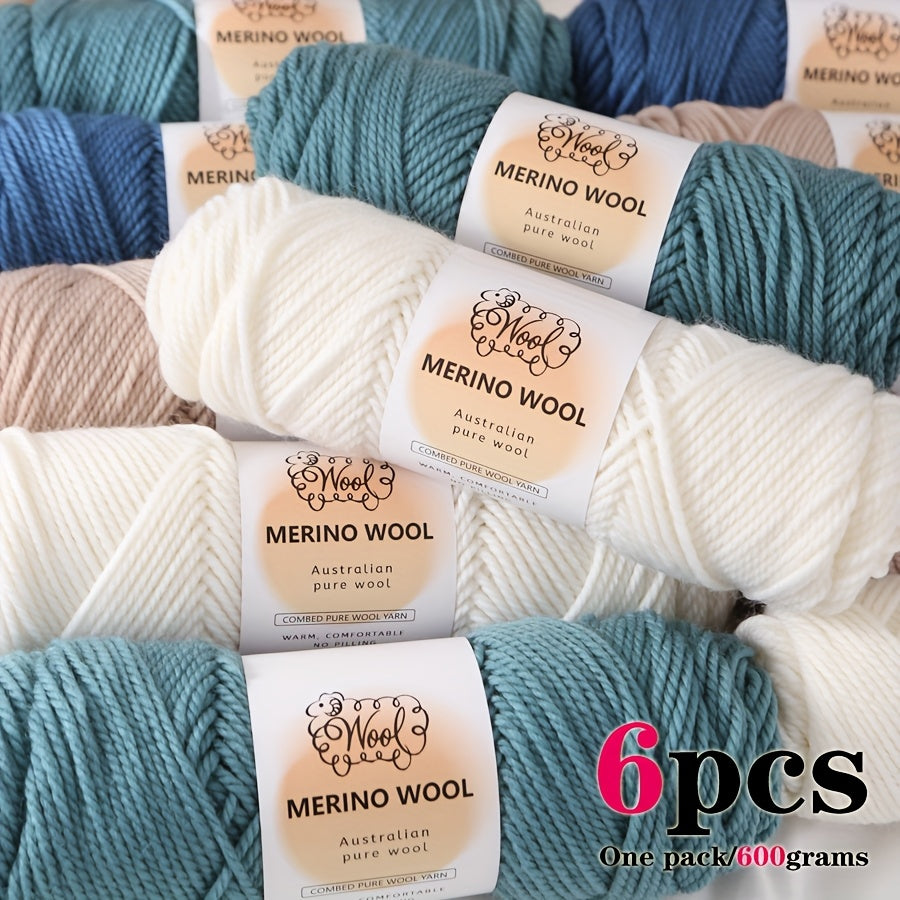 Merino Wool Roving Six Skeins Pack For Knitting And Crochet