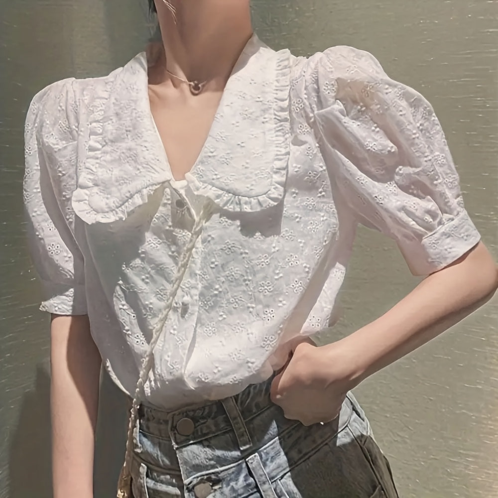 IDONGCAI Cotton Lace Fabric Embroidered Eyelet Floral Top