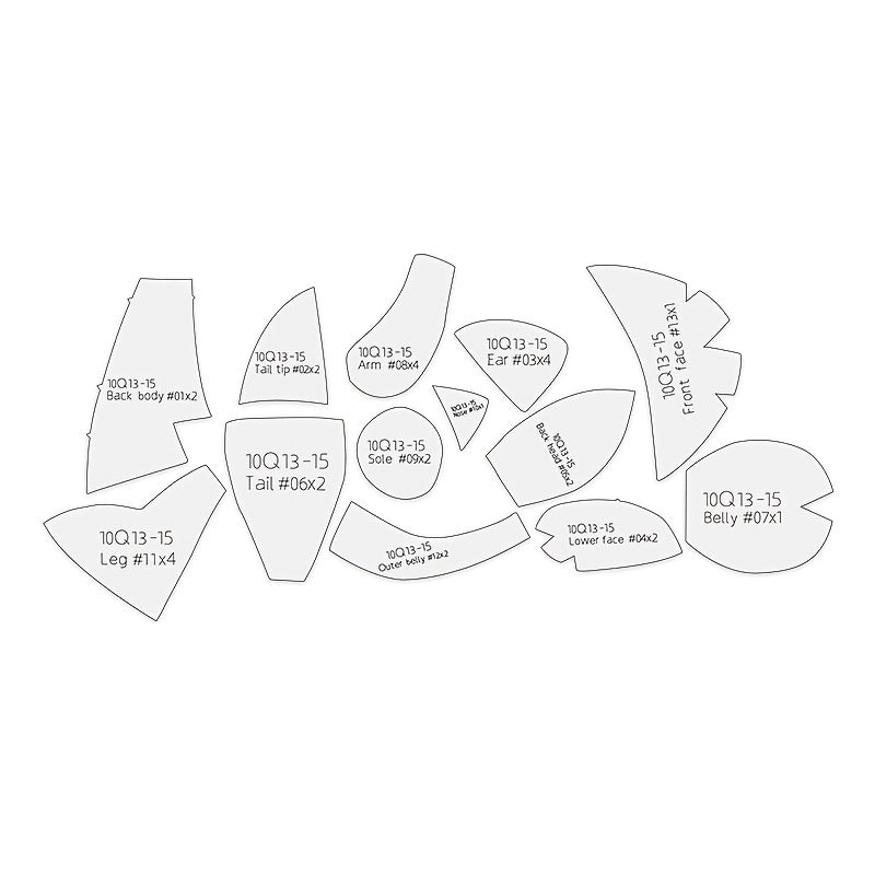13pcs Fox Making PET Sewing Templates DIY Sitting Fox Shape Pattern Quilting Stencils Handmade Sewing Tools Template Handcrafted Decoration Birthday Holiday Gifts
