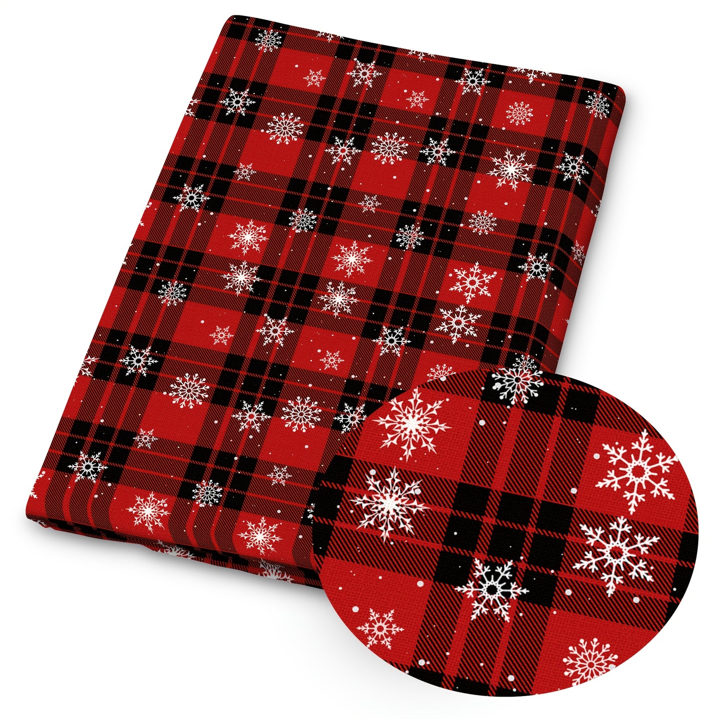 Polyester Fabric Sheet Precut Plaid Snowflakes Deer Truck
