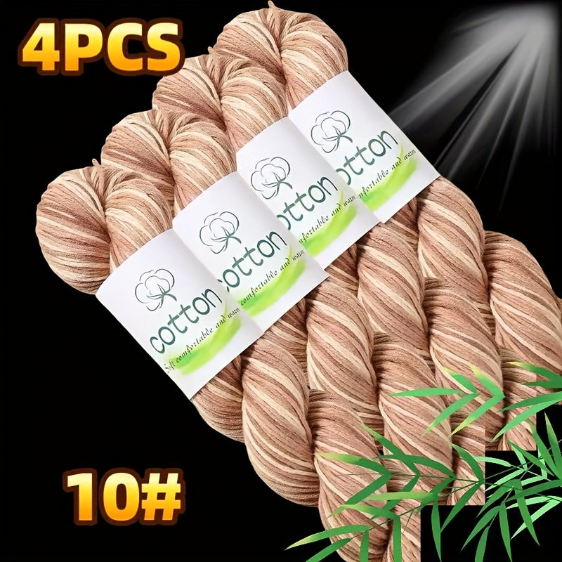 Hand Dyed 4 Strand Cotton Yarn Set Multicolor Craft