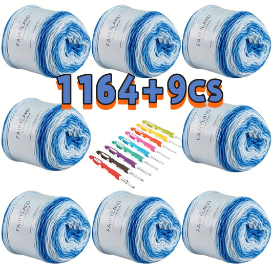 17pcs Cotton Thread Set With Crochet Hooks For DIY Knitting