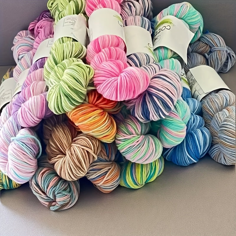 Hand Dyed 4 Strand Cotton Yarn Set Multicolor Craft