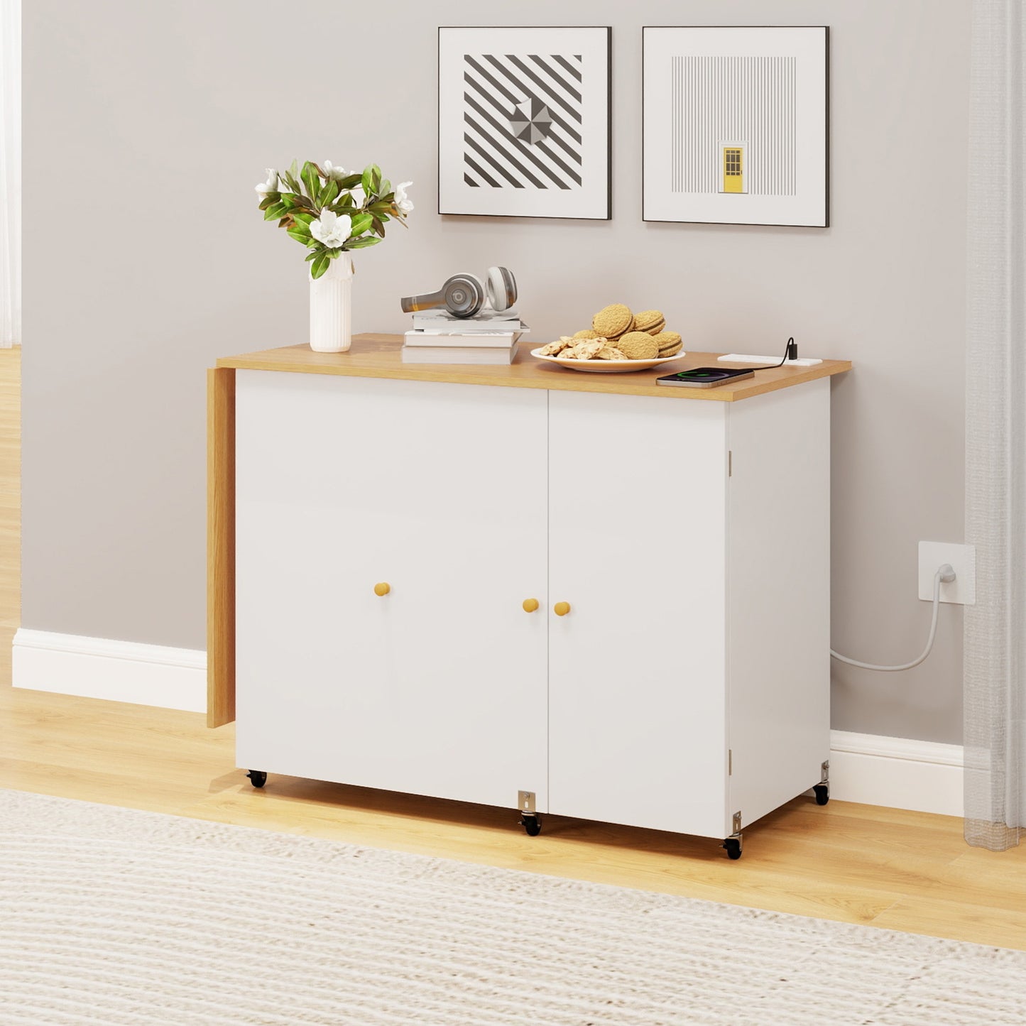 DWVO Contemporary Sewing Craft Table Storage Folding