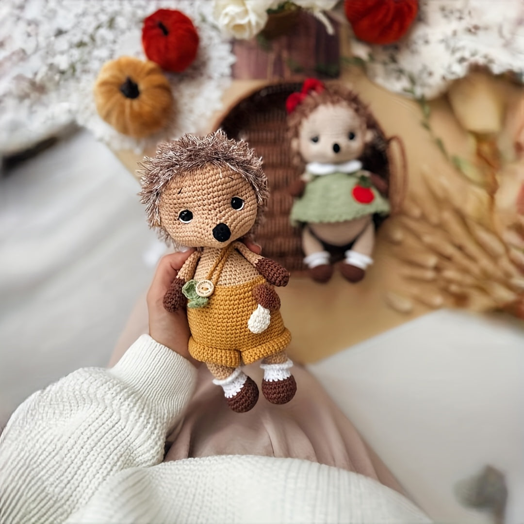 Two Hedgehog Couple Crochet Kit With Instructions And Yarn
