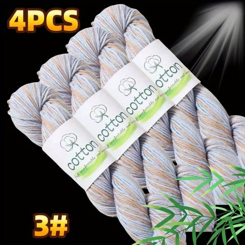 Hand Dyed 4 Strand Cotton Yarn Set Multicolor Craft