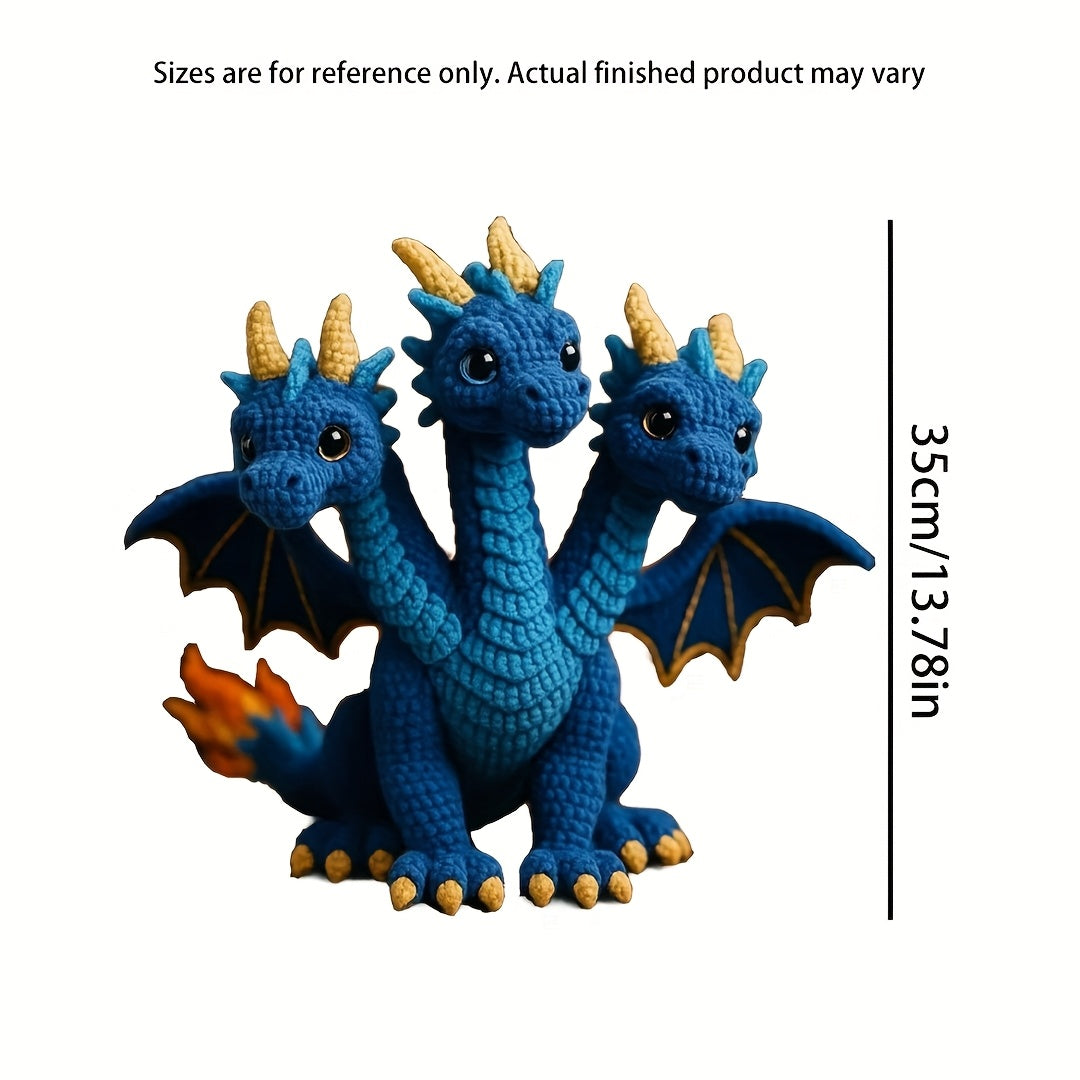 Three Headed Flying Dragon Amigurumi Crochet Kit Beginners