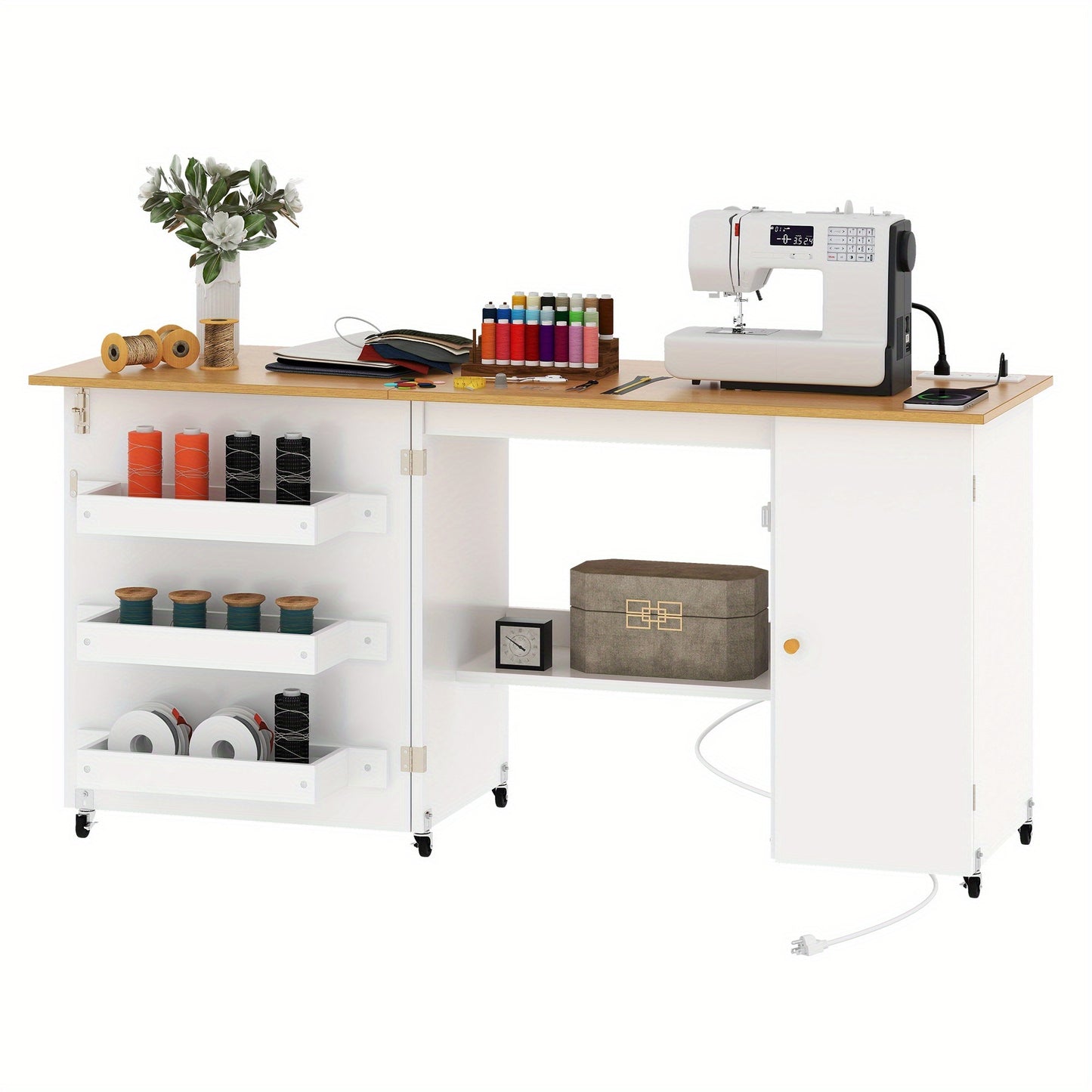 DWVO Contemporary Sewing Craft Table Storage Folding