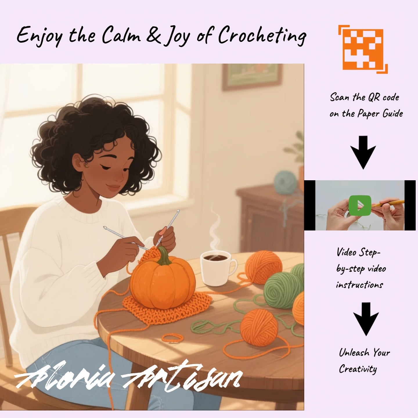 Pumpkin Crochet DIY Kit Yarn Stuffing Hook Craft Set