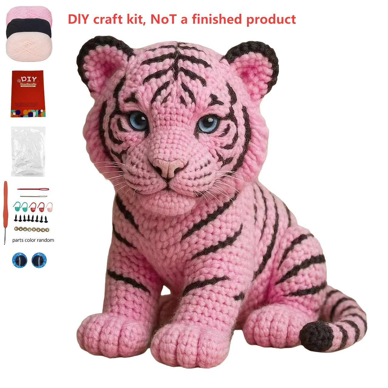 1 Set of Challenging Amigurumi White Tiger and Rare Black Tiger Crochet Patterns, Suitable for Those with Crochet Basics, Four Colors to Choose From
