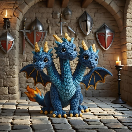 Three Headed Flying Dragon Amigurumi Crochet Kit Beginners